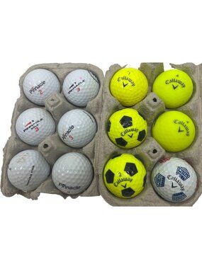 Mixed Lot Of Callaway & Pinnacle Golf Balls/Yellow & White/Total 12 Balls 96e